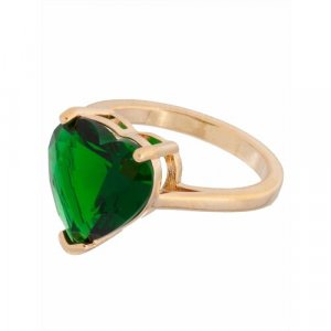 Кольцо помолвочное , фианит, размер 18, зеленый Lotus Jewelry. Цвет: зеленый