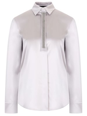 Блуза шелковая VASSA&CO. Цвет: серебряный