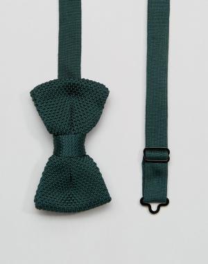Вязаный галстук-бабочка цвета хаки в футляре 7X. Цвет: зеленый