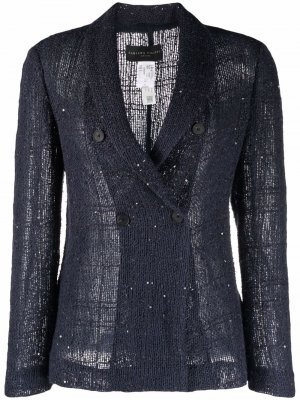 Sequin-embellished knitted blazer Fabiana Filippi. Цвет: синий