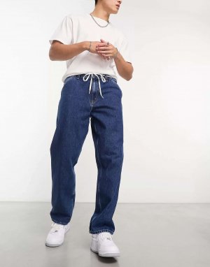 Синие джинсовые прямые брюки с одним коленом Carhartt WIP. Цвет: синий
