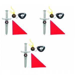 Набор пирата, карнавальный, детский, 4 предмета(3 набора в комплекте) Happy Pirate. Цвет: микс/серый