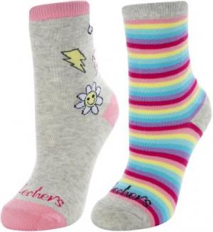Носки для девочек , 2 пары, размер 24-35 Skechers. Цвет: разноцветный