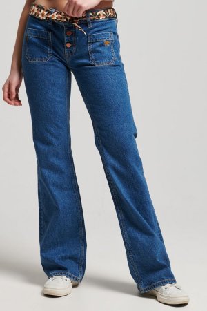 Винтажные джинсы узкого кроя заниженной талией и расклешенными штанинами , синий Superdry