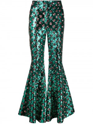 Расклешенные брюки с пайетками Giuseppe Di Morabito. Цвет: зеленый