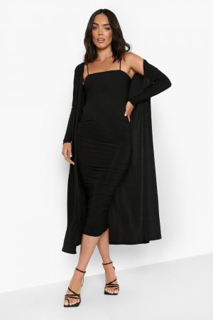 Комплект платья Duster с квадратным вырезом и рюшами для беременных boohoo, черный Boohoo
