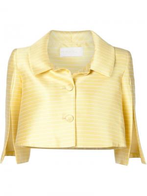 Полосатый укороченный пиджак Christian Siriano. Цвет: жёлтый и оранжевый