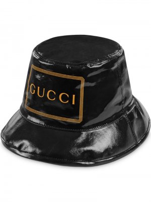 Шляпа-федора с принтом Gucci. Цвет: черный