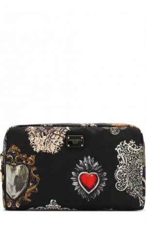 Несессер на молнии с принтом Dolce & Gabbana. Цвет: черный