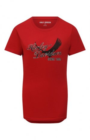 Хлопковая футболка Harley-Davidson. Цвет: красный