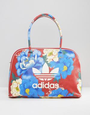 Дорожная сумка с крупным цветочным принтом adidas Originals. Цвет: мульти