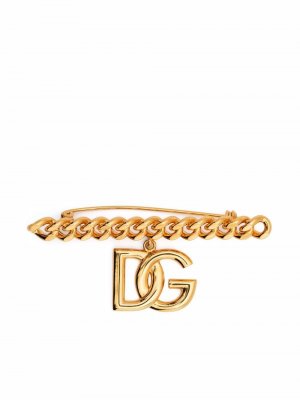 Брошь с логотипом Dolce & Gabbana. Цвет: золотистый