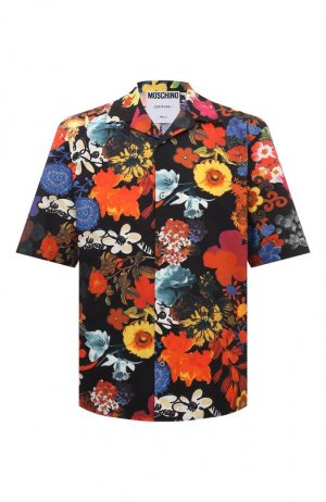 Хлопковая рубашка Moschino. Цвет: разноцветный