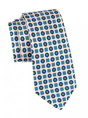 Шелковый галстук с абстрактным принтом , синий Kiton
