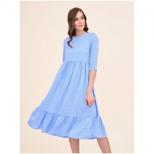 Платье женское Olya Stoff в горошек, нарядное, миди Stoforandova. Цвет: голубой