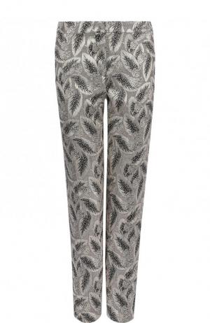 Укороченные брюки прямого кроя с металлизированной нитью Dries Van Noten. Цвет: серебряный