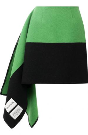 Мини-юбка из смеси шерсти и хлопка CALVIN KLEIN 205W39NYC. Цвет: зеленый