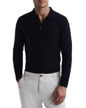 Рубашка-поло Trafford из шерсти мериноса стандартного кроя с длинным рукавом REISS