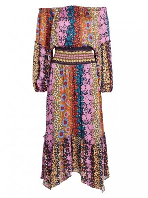 Платье миди с открытыми плечами и цветочным принтом Danna , цвет multicolor boho Ramy Brook