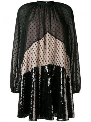 Расклешенное платье с отделкой Giamba. Цвет: черный