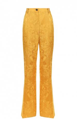 Расклешенные брюки со стрелками и фактурной отделкой Roberto Cavalli. Цвет: желтый