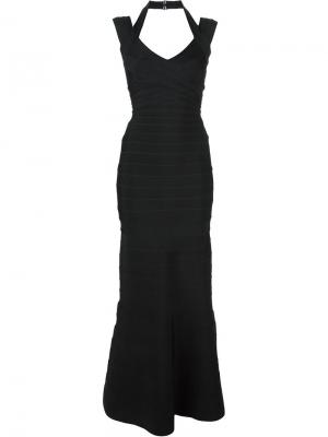 Длинное вечернее платье Hervé Léger. Цвет: чёрный