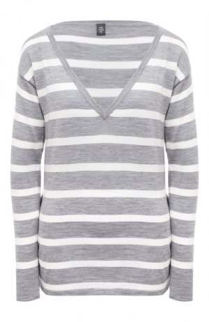 Пуловер в полоску с V-образным вырезом Eleventy. Цвет: серый
