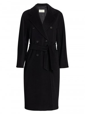 101801 Icon Madame Двубортное пальто из шерсти и кашемира, черный Max Mara