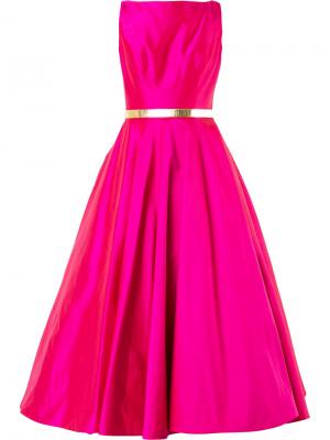 Платье с вырезом-лодочкой и пышной юбкой Romona Keveza. Цвет: розовый и фиолетовый