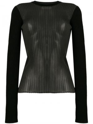 Прозрачный свитер в рубчик Brognano. Цвет: черный