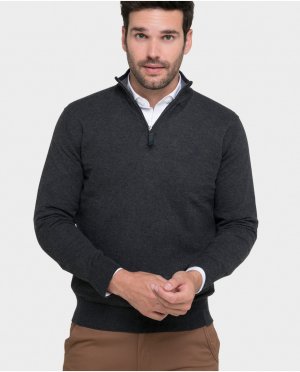 Серый мужской свитер с воротником на молнии, Valecuatro. Цвет: серый