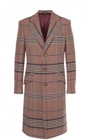Шерстяное однобортное пальто в клетку Prince of Wales Vivienne Westwood. Цвет: коричневый
