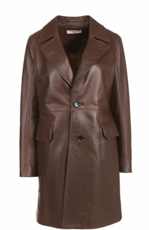 Кожаное укороченное пальто с широкими лацканами Bally. Цвет: коричневый