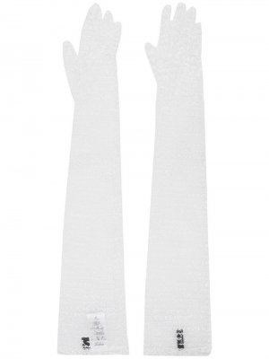 Перчатки из тюля с вышивкой Ermanno Scervino. Цвет: белый