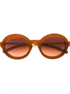 Солнцезащитные очки с круглой оправой Jil Sander. Цвет: жёлтый и оранжевый