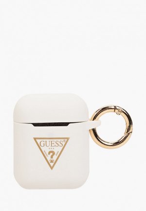 Чехол для наушников Guess Airpods, Silicone case Triangle logo with ring White. Цвет: белый