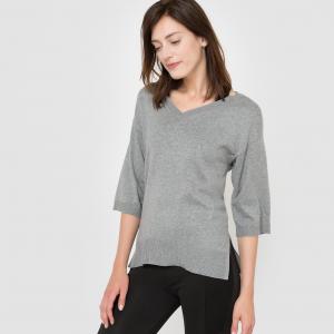 Пуловер с V-образным вырезом из хлопка/кашемира R essentiel. Цвет: черный
