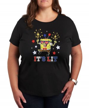 Модная футболка больших размеров с рисунком Губки Боба Квадратные Штаны , черный Air Waves
