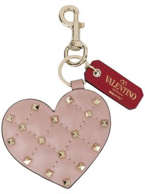 Брелок для ключей Garavani Rockstud в виде сердца Valentino. Цвет: розовый
