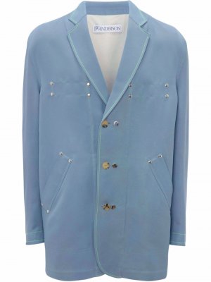 Однобортный пиджак с контрастной строчкой JW Anderson. Цвет: синий