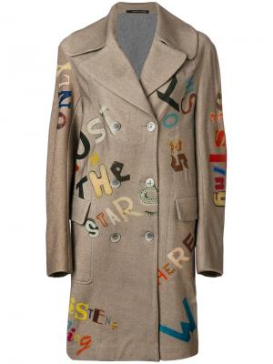 Двубортное пальто Maurizio Pecoraro. Цвет: коричневый