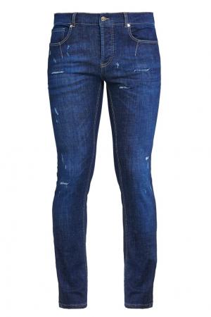 Синие джинсы с потертостями LES HOMMES URBAN. Цвет: синий