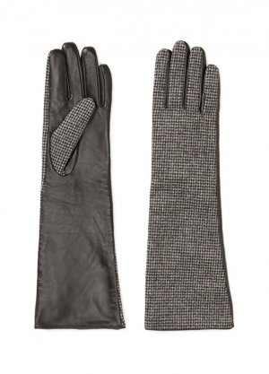 Черные женские кожаные перчатки с микро-гусиными лапками Network