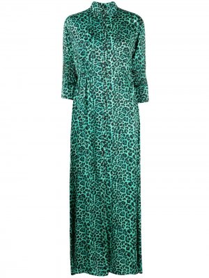 Платье-рубашка с анималистичным принтом Laneus. Цвет: зеленый