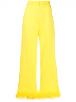 Укороченные брюки с перьями Silvia Astore. Цвет: желтый