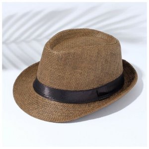 Шляпа мужская MINAKU Плетеная, размер 58, цвет коричневый , 1 шт.. Цвет: коричневый
