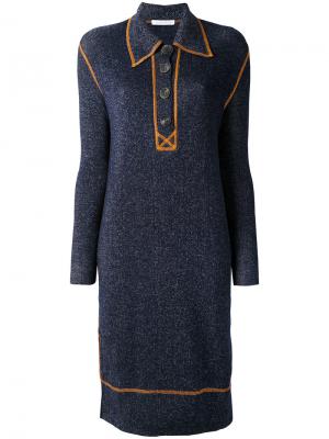 Вязаное платье с контрастной отделкой J.W.Anderson. Цвет: синий