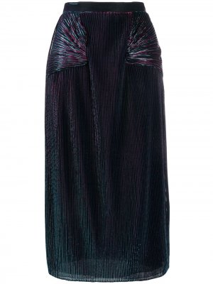 Плиссированная юбка с эффектом металлик Marco De Vincenzo. Цвет: синий