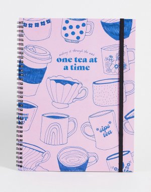 Фиолетовый блокнот формата А4 с надписью one tea Typo-Разноцветный TYPO