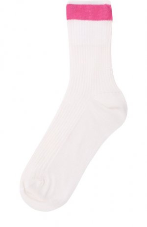 Шелковые носки с контрастной отделкой Valentino. Цвет: розовый